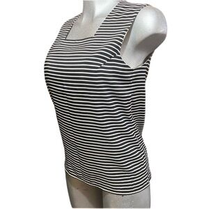 Kasper Office/Career Blouse Sleeveless Cami Layer Top Striped Square Neck Size 6